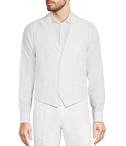 Murano Classic Fit Linen Suit Separates Solid Welt Vest