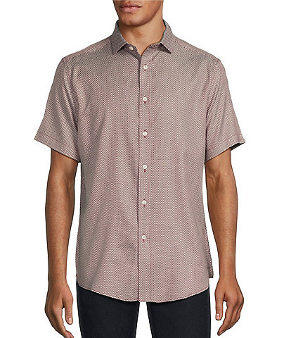 Murano Classic-Fit Square Print Dobby Short-Sleeve Shirt