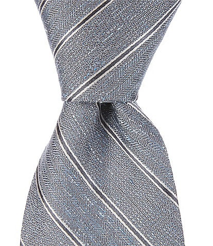 Murano Clean Stripe 3 1/8#double; Silk/Linen Woven Tie