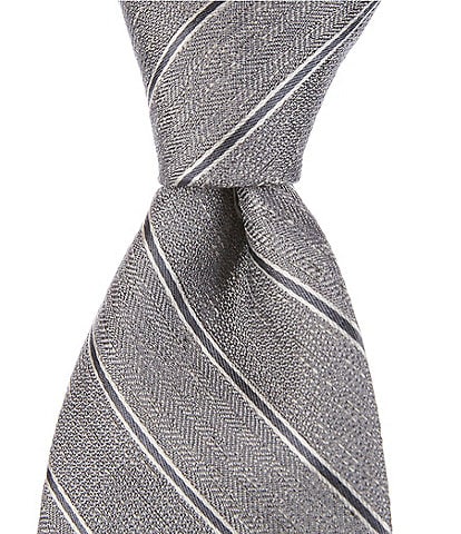 Murano Clean Stripe 3 1/8#double; Silk/Linen Woven Tie