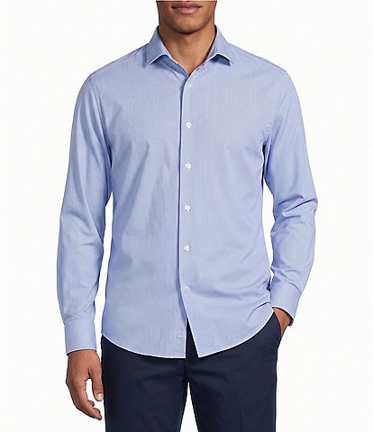 Murano Collezione Canclini Athletic Fit Micro Geometric Pattern Long Sleeve Techno Woven Shirt