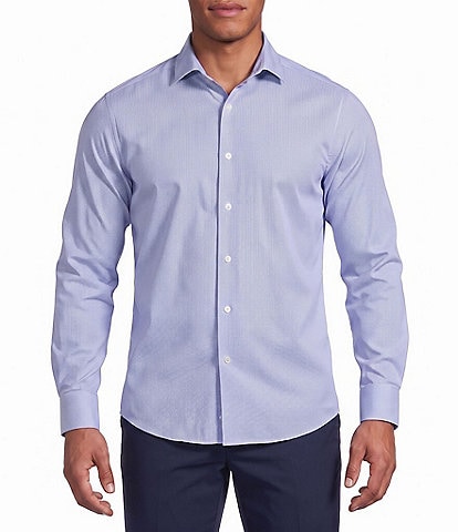 Murano Collezione Canclini Athletic Fit Micro Geometric Pattern Long Sleeve Techno Woven Shirt