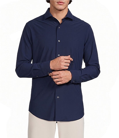 Murano Collezione Canclini Athletic Fit Solid Long-Sleeve Techno Woven Shirt