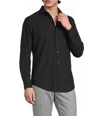 Murano Collezione Canclini Athletic Fit Solid Long-Sleeve Techno Woven Shirt