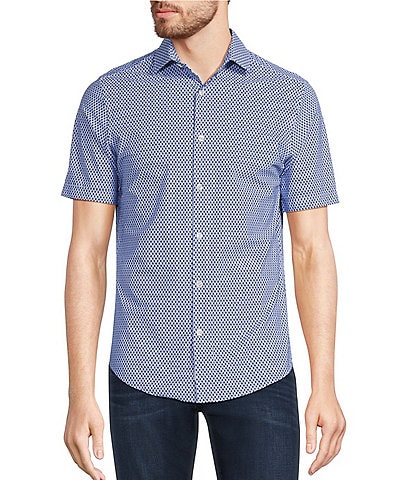 Murano Collezione Canclini Slim-Fit Performance Stretch Circle Print Short Sleeve Woven Shirt