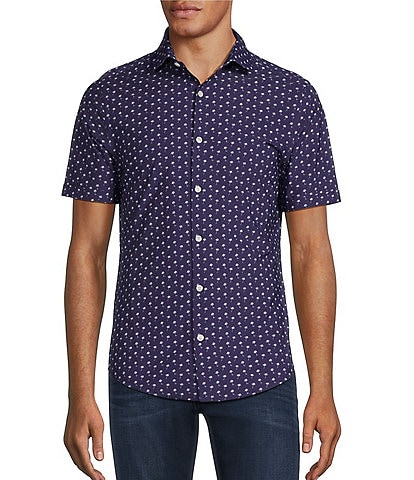 Murano Collezione Canclini Slim-Fit Performance Stretch Palm Print Short Sleeve Woven Shirt