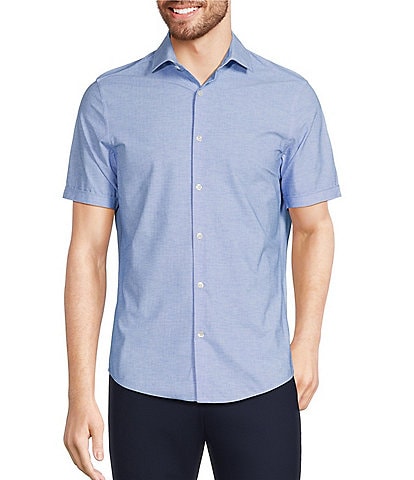 Murano Collezione Canclini Slim Fit Performance Stretch Solid Short Sleeve Woven Shirt