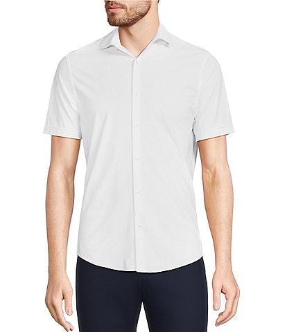 Murano Collezione Canclini Slim Fit Performance Stretch Solid Short Sleeve Woven Shirt