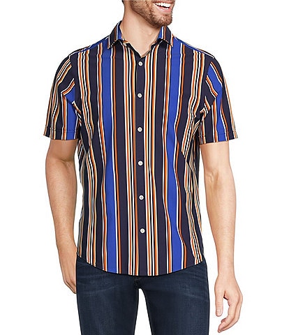 Murano Collezione Canclini Slim-Fit Performance Stretch Striped Short Sleeve Woven Shirt
