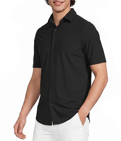 Murano Collezione Canclini Solid Slim Fit Short Sleeve Woven Shirt