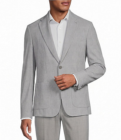 Murano Collezione Coordinating Slim Fit Glen Plaid Knit Travel Suit Separates Blazer