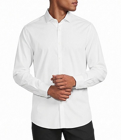 Murano Collezione Slim Fit Solid Albini Long Sleeve Woven Shirt
