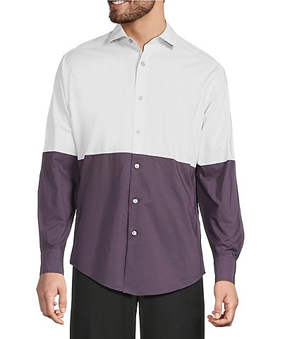 Murano Color Block Sateen Long Sleeve Woven Shirt