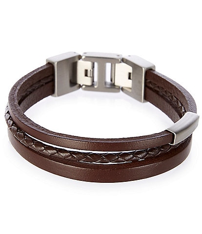 Murano Complex Strand Leather Bracelet