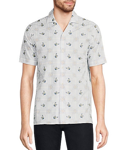 Murano Corsa Di Cavalli Derby Collection Short Sleeve Woven Slim Fit Plaid Camp Shirt