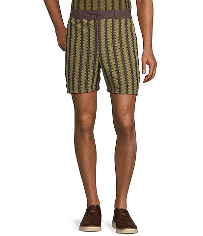 Murano Crocodile World Collection Open Weave Stripe 5.5" Inseam Shorts