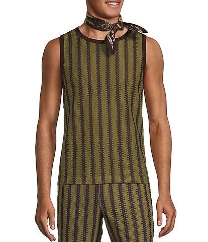Murano Crocodile World Collection Open Weave Stripe Sleeveless Tank