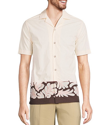 Murano Crocodile World Collection Slim Fit Placed Embroidery Short Sleeve Woven Camp Shirt