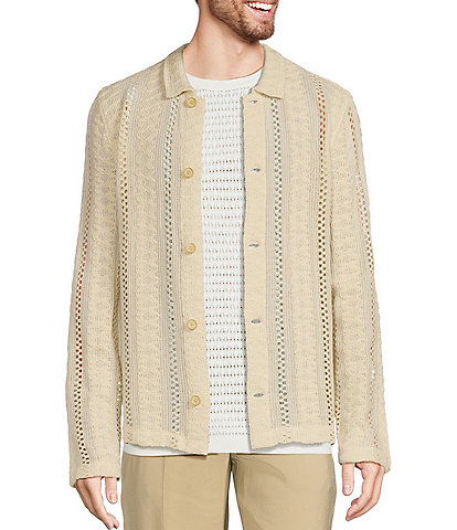 Murano Crocodile World Collection Slim Fit Pointelle Shirt Jacket