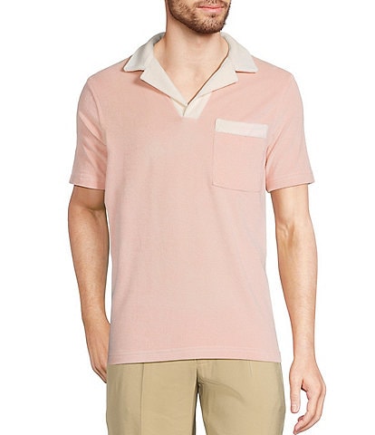 Murano Crocodile World Collection Slim Fit Terry Popover Johnny Collar Knit Polo Shirt