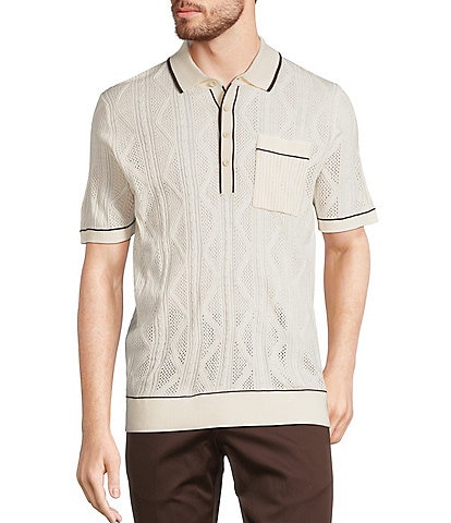 Murano Crocodile World Collection Textured Short Sleeve Tipped Polo Shirt