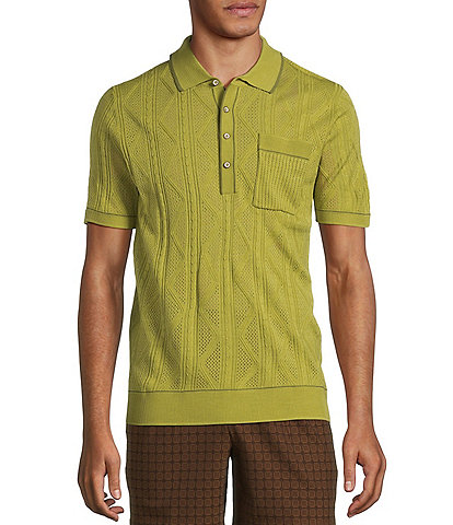 Murano Crocodile World Collection Textured Short Sleeve Tipped Polo Shirt