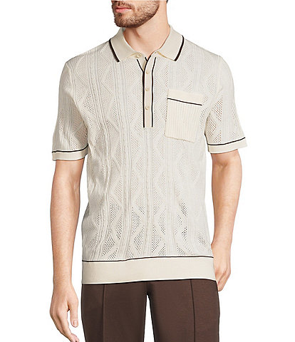 Murano Crocodile World Collection Textured Short Sleeve Tipped Polo Shirt