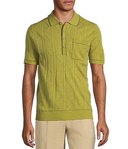 Murano Crocodile World Collection Textured Short Sleeve Tipped Polo Shirt