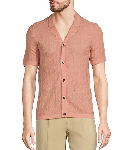 Murano Crocodile World Collection Textured Short Sleeve Woven Camp Shirt