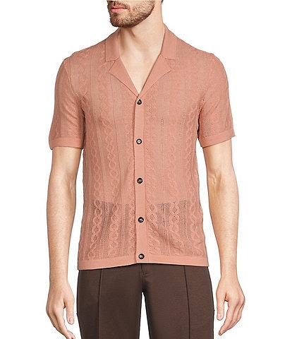 Murano Crocodile World Collection Textured Short Sleeve Woven Camp Shirt