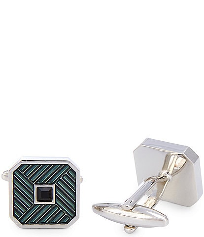 Murano Diagonal Crystal Center Cuff Links