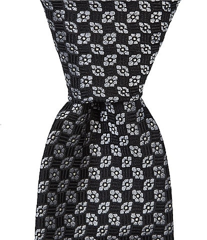 Murano Diamond Floral Neat Narrow Poly Silk Tie