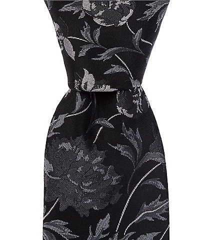 Murano Elegant Floral-Print 2 3/4" Silk-Blend Tie