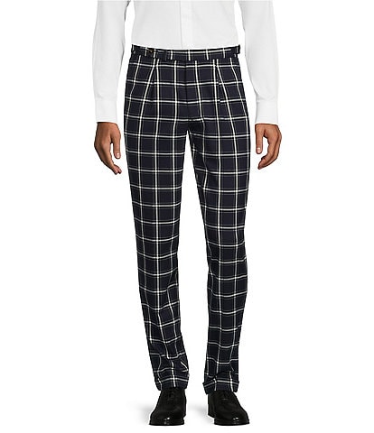 Murano Emerald Beach Collection Lucas Pleated Plaid Dress Pants
