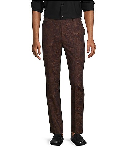 Murano Evan Extra Slim-Fit Paisley Jacquard Suit Separates Flat Front Dress Pants