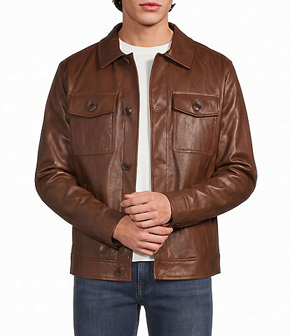 Murano Faux-Leather Trucker Jacket