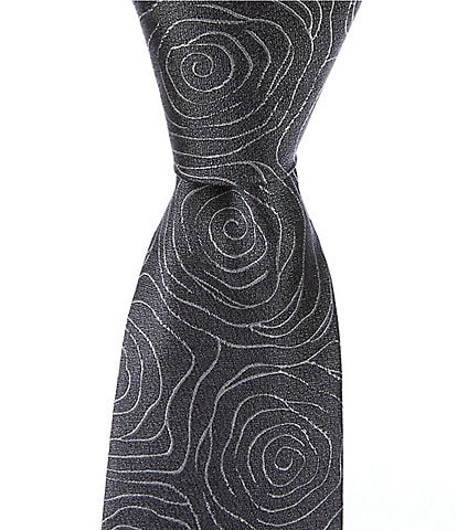 Murano Fine Lines Abstract Print 2 3/4" Woven Silk Tie