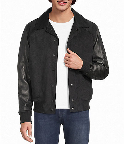 Murano Genuine Leather and Corduroy Varsity Jacket