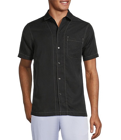 Murano Interdimensional Collection Slim Fit Contrast Stitch Short Sleeve Woven Shirt