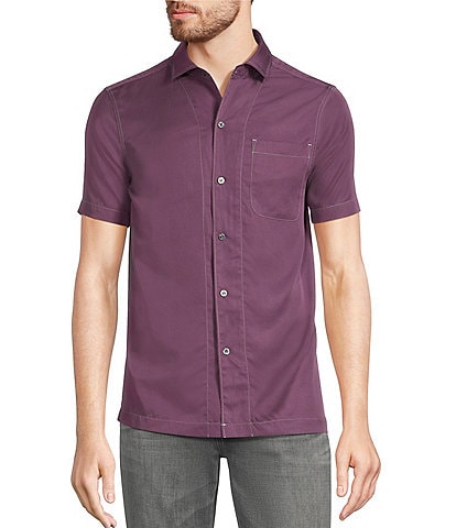 Murano Interdimensional Collection Slim Fit Contrast Stitch Short Sleeve Woven Shirt