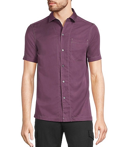 Murano Interdimensional Collection Slim Fit Contrast Stitch Short Sleeve Woven Shirt