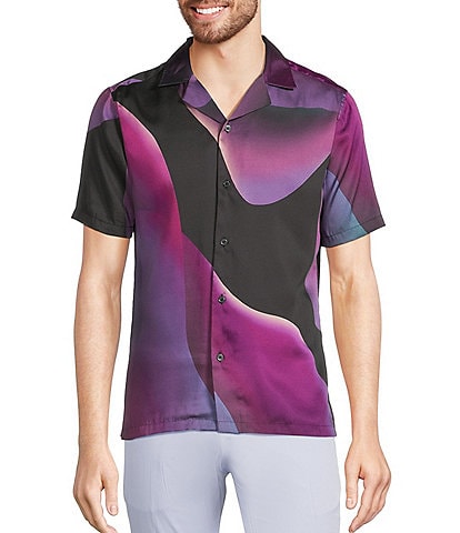 Murano Interdimensional Collection Slim Fit Lava Lamp Print Short Sleeve Woven Camp Shirt
