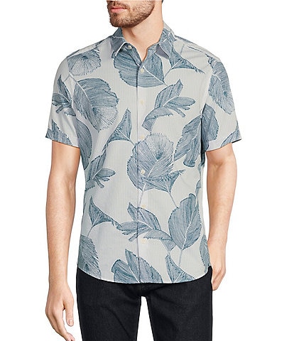 Murano Jewels of Jaipur Collection Palm Print Short Sleeve Woven Shirt