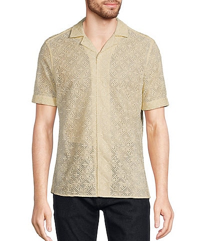 Murano Jewels of Jaipur Slim Fit Embroidered Short Sleeve Woven Camp Shirt