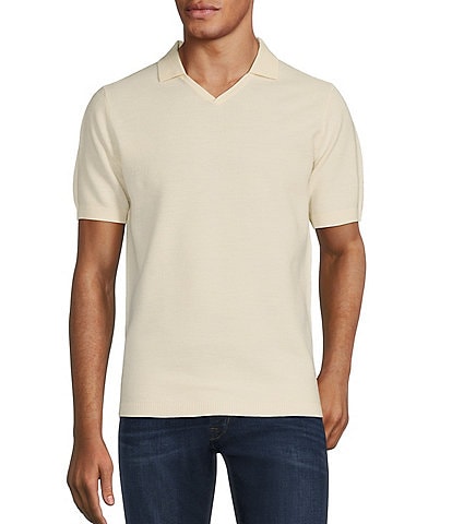 Murano Johnny Collar Short Sleeve V-Neck Sweater Polo Shirt