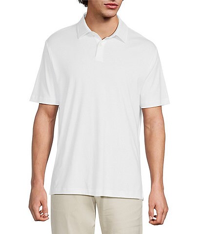 Murano Liquid Luxury Athletic Fit Solid Interlock Short Sleeve Polo Shirt