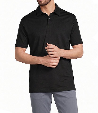 Murano Liquid Luxury Athletic Fit Solid Interlock Short Sleeve Polo Shirt