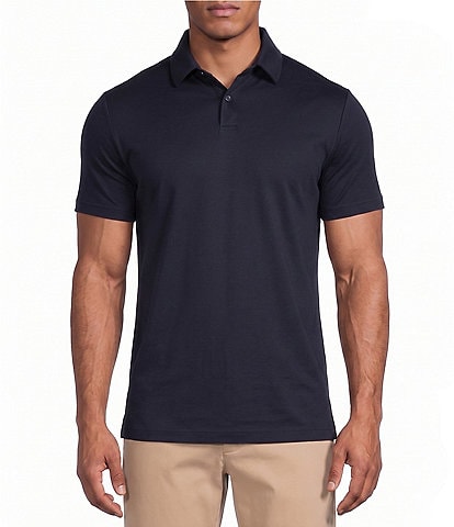 Murano Liquid Luxury Athletic Fit Solid Interlock Short Sleeve Polo Shirt