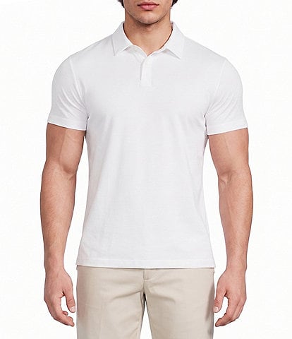 Murano Liquid Luxury Athletic Fit Solid Interlock Short Sleeve Polo Shirt