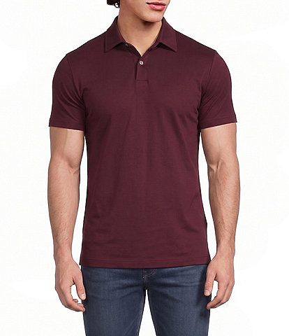 Murano Liquid Luxury Athletic Fit Solid Interlock Short Sleeve Polo Shirt